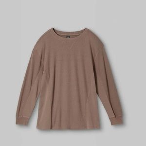 NWT - Wild Fable Long Sleeve Thermal Mix Tunic T-shirt Dark Taupe